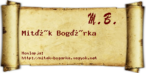 Miták Bogárka névjegykártya